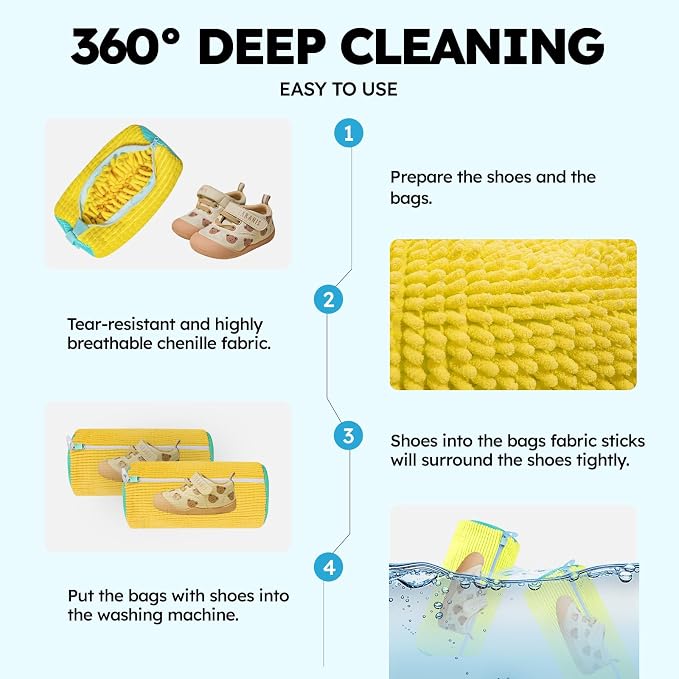 Shoe Washing Machine Bag: Shoe Washing Bag Keeps Clean - Reusable Laundry Shoe Bag for Sneaker Tennis Shoes(Yellow Children 2Pcs)