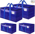 FabSpace Moving Storage Bags, Moving Supplies Packing Boxes for Moving, Camping, College Dorm Room Essentials for Girls, Blue Tote Bags, Heavy-Duty Storage Bins With Lids And Zippers, 76L 4 Pack