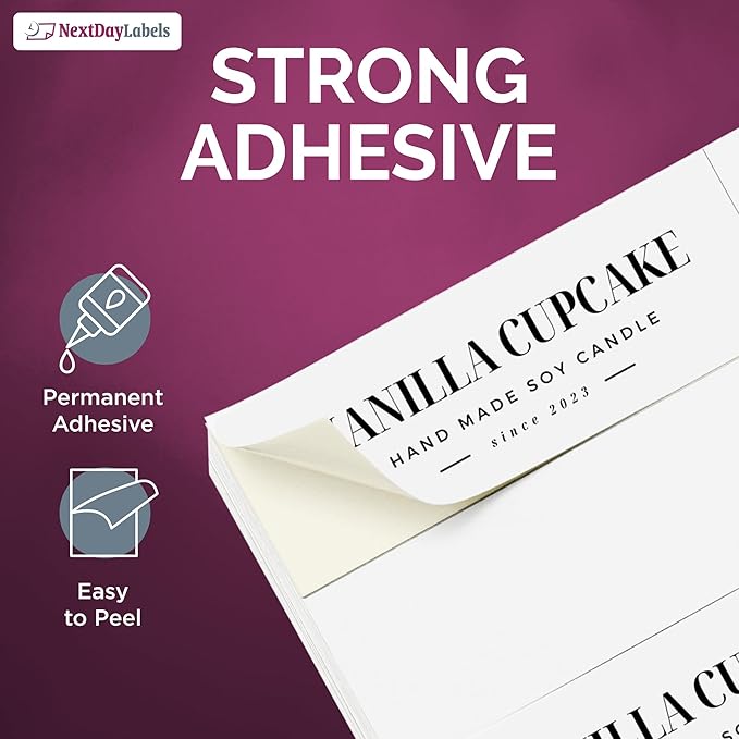 NextDayLabels 2.83x1 Inch Rectangle Stickers White Blank Labels for Laser Inkjet Printer - 33 Per Sheet Self-Adhesive Address Mailing Barcode Made in USA - 3300 Labels