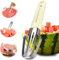 Watermelon Cutter, 3-in-1 Watermelon Fork Slicer, Stainless Steel Popsicle Maker, Multi Melon Cutter for Camping Kitchen Gadgets (Off White)