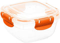 Superio Plastic Food Storage Container with Airtight Lid- 16 Oz, BPA Free, Leakproof, Stackable, Microwave, Dishwasher and Freezer Safe, Orange