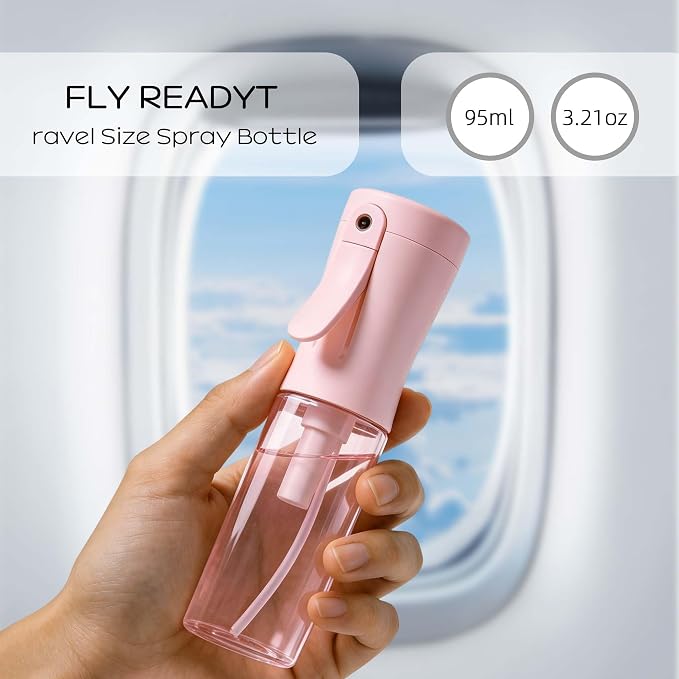 Spray Bottle for Hair, 2 Pack 95ml Small Continuous Water Mist Spray Bottle, Ultra Fine Mist for Face, Hairstyling, Salon, Cleaning, Toners, Hydration & Makeup, Travel Size Leak-Proof Bottles Pink