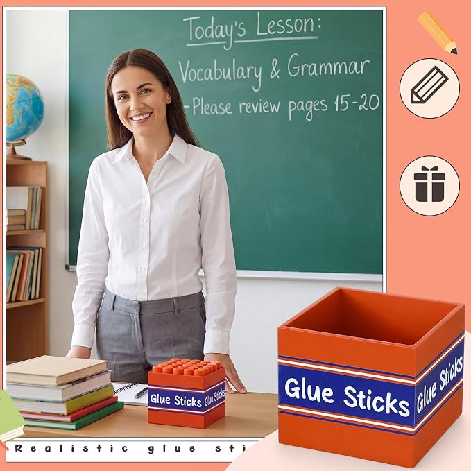 Tenceur 4.7x4.7 Inches Glue Stick Bucket for Teacher Desk Organizer Pencil Holder Bucket Plastic Large Capacity Desk Organizer for Teacher Classroom Craft Supply Storages