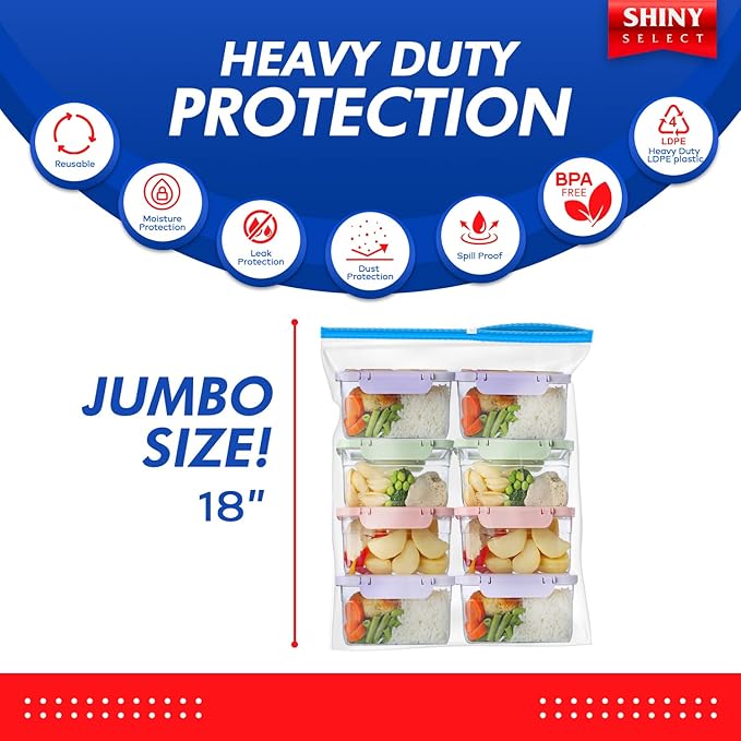 Extra Large Jumbo Size 3 Gallon Slider Storage Bags, 25 Bigger Resealable Extra Large Clear Plastic, 2 Mil Thick for Moving, Food Meal Preparation, Clothing, Toys, Shoes, Toiletries, Snacks