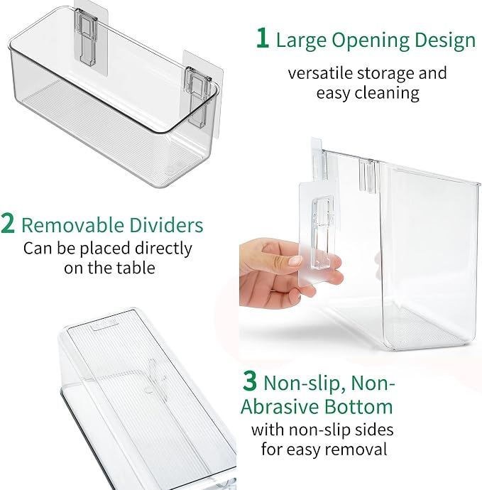 vacane Plastic Over Cabinet Door Organizer, Adhesive Mount Storage Organizer Container Hanging Basket Bins For Craft Room, Pantry, Office, Space Saving Holder for Kitchen Bags-XL 2pack
