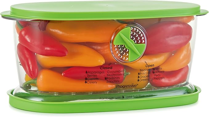 PrepSolutions Fresh Fruit & Vegetable Keeper, Green – Airtight Container with Vent for Prolonged Freshness | Airtight Storage Container Features Adjustable Vent for Prolonged Freshness, BPA-Free and Dishwasher Safe