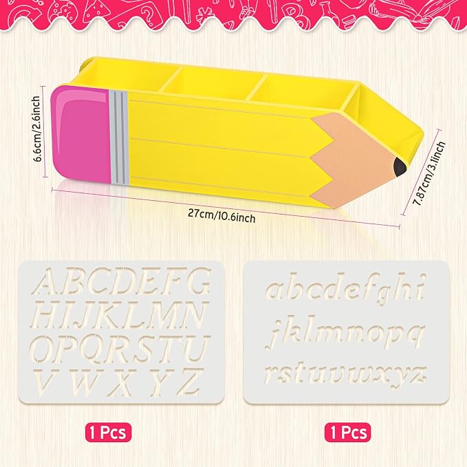 Containlol Back to School Teacher Gifts Name DIY Pencil Shape Holder Organizer Birthday Favor Supplies for Teacher Women Men Back to School Thank You Gifts Classroom Desk Office Decor