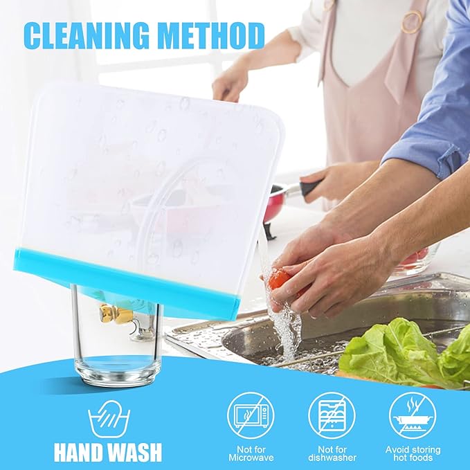 Food Storage Freezer Bags- 24 Pack Leakproof (8 Reusable Gallon Bags + 8 Reusable Sandwich Bags + 8 Reusable Snack Bags) for Meat Fruits and Vegetables.