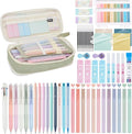 58 PCS Aesthetic School Supplies with Cute Pencil Case,12 Pastel Highlighters, 5 Gel Pens Black Ink，9 Mechanical Pencils for， Student Stationary ，CollegeEssentials Gifts (Green)