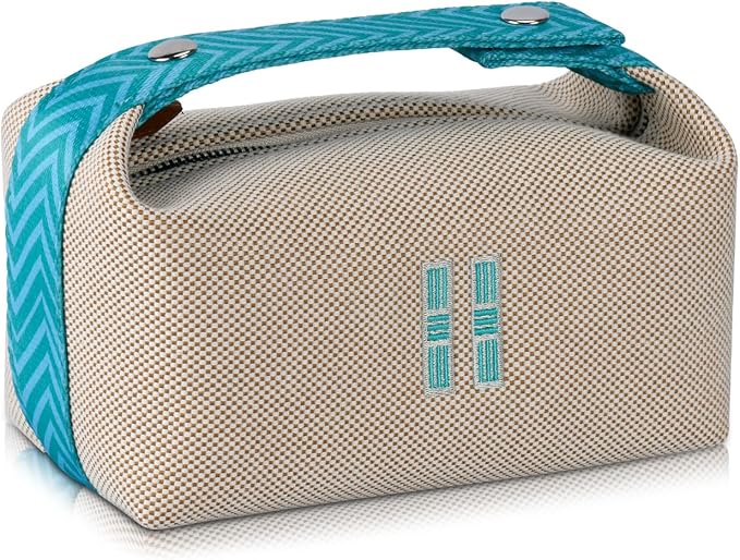 Fashion Makeup Bag for Women, Orange Red Canvas Make up Travel Bag, Hanging Cosmetic Bag Organizer for Wome