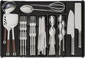 Yieach Black Expandable Silverware Drawer Organizer - Adjust From 11'' to 22'' - Knife,Cutlery,Spoons and Forks Organizer,Large 8 Grid Flatware,Silverware Tray,Utensil Organizer for Kitchen Drawers