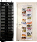 Hoodie Sweatshirt Storage Organizer, Over the Door Sweatshirt Organizer, 26-Pocket Clear Holder, Pockets Wall Shoes Bag, Portable Closet Wardrobe,63"L X 22"W X 6.3"H,Cabinet Behind The Doors (Black)