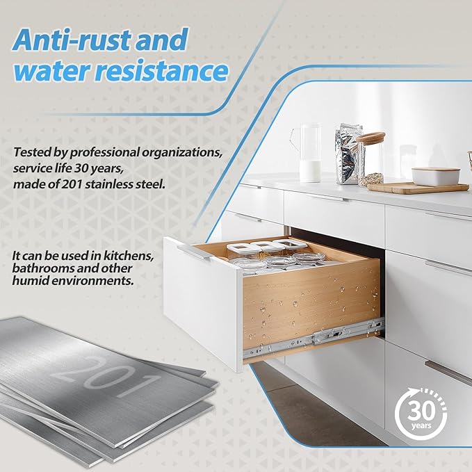 5 Pair Stainless Steel Full Extension Ball Bearing Drawer Slides 8 10 12 14 16 18 20 22 24 Inch 100 LB Load Capacity Side Mount Cabinet Rails Dresser Metal Runners Kitchen (20 inch,Stainless)