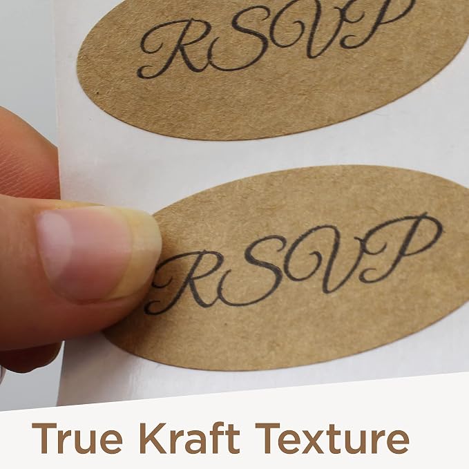 ChromaLabel 1 x 2 Inch Oval Kraft Handmade By Name Labels, 112 Pack | Kraft oval labels with a write-in name line for crafts, gifts, packaging and handmade products. Made in USA