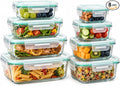 Melovom 8 Pack Glass Food Storage Containers with Lids, Airtight Glass Meal Prep Containers Set, Borosilicate Glass Food Storage Containers, BPA-Free Lids, Microwave, Oven, Freezer & Dishwasher Safe