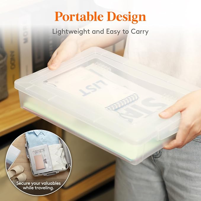 Lifewit 6 Pack Plastic Multi-Purpose Storage Box with Latching Lids, Clear A4 Paper Storage, Classroom Organization, Storage Containers for Board Game, Craft, Document, Magazine, Art Supplies