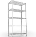 Xcity Storage Shelves, 5 Tier Heavy Duty Metal Shelving Unit, 2000 LBS Adjustable Steel Wire Shelf for Commercial, Pantry, Kitchen, Garage, 14" D x 36" W x 72" H, Chrome