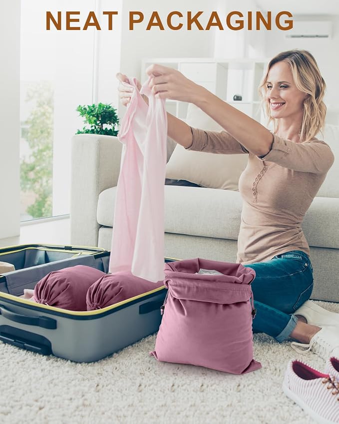 4 Pcs Shoe Bags for Travel, Dust Velvet Bags, Parfait Pink, 17.3x12.6 Inch | Washable & Reusable Travel Shoe Bags, Dustproof Shoe Bags with Drawstring Closure, Suitable for Travel, Home Storage