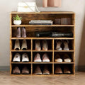 9-Cubby Shoe Rack, Wood Shoe Organizer Bench for Entryway Hallway Closet | Wood