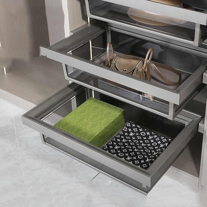 Pull Out Cabinet Storage Basket,Telescopic Coat Drawer for Kitchen,Stackable Detachable Baskets Closet Storage Box,for Kitchen Office Wardrobes Cupboard Storage(Color 1,47x76x18cm)