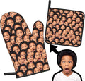 Custom Oven Mitts and Pot Holders Personalized with Your Face, Baking Gifts for Women for Kitchen Cooking, BBQ, Grillin-Style1, 1 Oven Mitts+ 1 Pot Holders