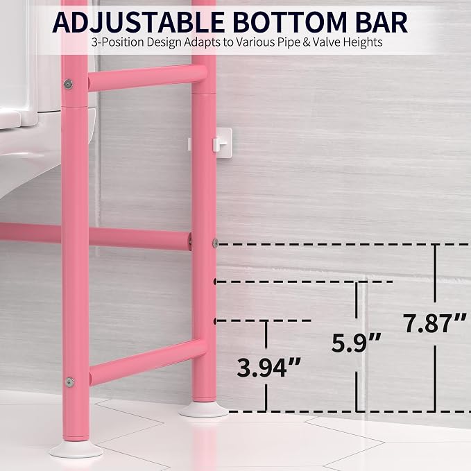3-Tier Over The Toilet Storage, Freestanding Metal Bathroom Shelves, Space Saver Above The Over Toilet Storage Shelf for Bathroom (Pink)