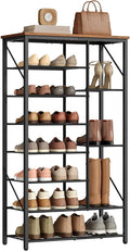 HOOBRO 8 Tier Shoe Rack for Entryway, Large Capacity Tall Shoe Storage | 27.6" L Shoe Shelf, Storage Organizer with Metal Plates, Sturdy and Stable, for Bedroom, Hallway, Closet Rustic Brown