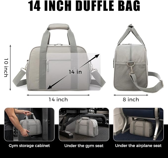 SeaRock 14 inch Small Gym Bag for Men & Women, Mini Duffle Bag for Travel Sports, Lightweight Carry On Duffel Bag, Gray