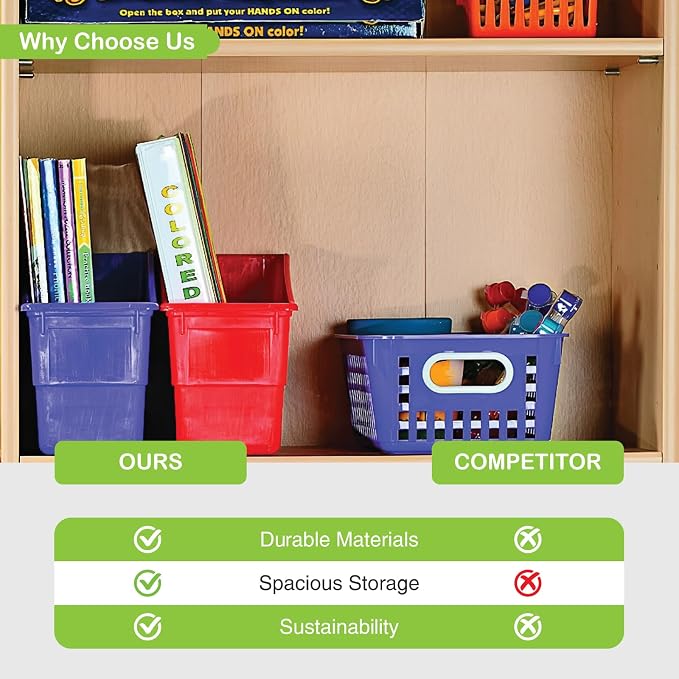 Fun Express Magazine Holder Book Bins, Multi-Color, 6 Pack | Heavy-Duty Plastic, Folder Organizer, Classroom Storage, Home Office & Teacher Organization