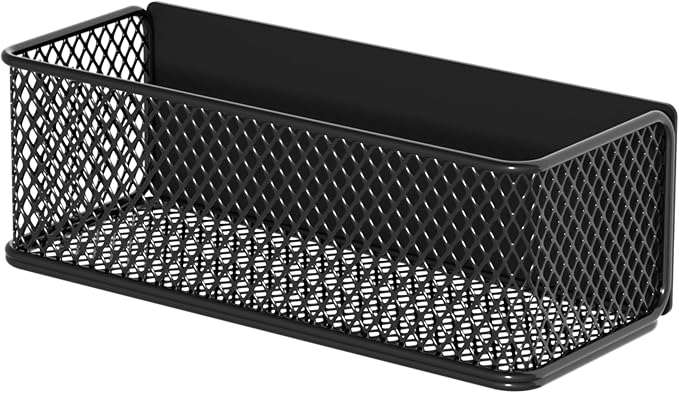 Buyyyit Magnetic Basket Bins Fridge Organizer Pencil Holder - Whiteboard Accessories for Home Kitchen Organization (Mesh Black-High)