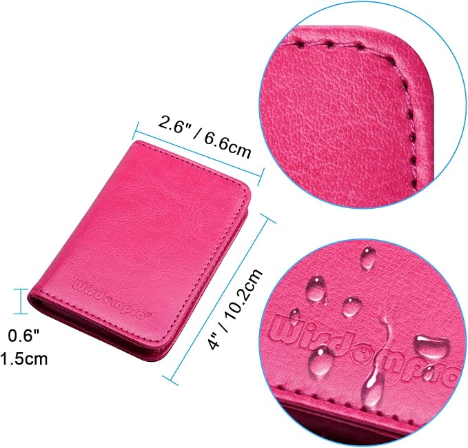 Wisdompro Business Card Holder, 2-Sided Folio Name Card Case | PU Leather Credit Card Holder Wallet with Magnetic Shut, Ultra Slim and Thin, for Business Cards & ID Cards, Men and Women