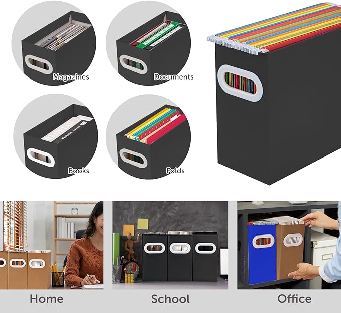 Hanging File Organizer, Cardboard File Folder Organizer for Letter Size, Desk Documents Storage Box, Portable File Folder Holder Boxes for Office, Home, School, Only Box.(2 Packs)
