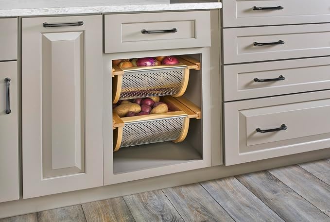 REV-A-SHELF Natural Maple/Stainless-Steel Produce Basket for 18” Base Cabinets