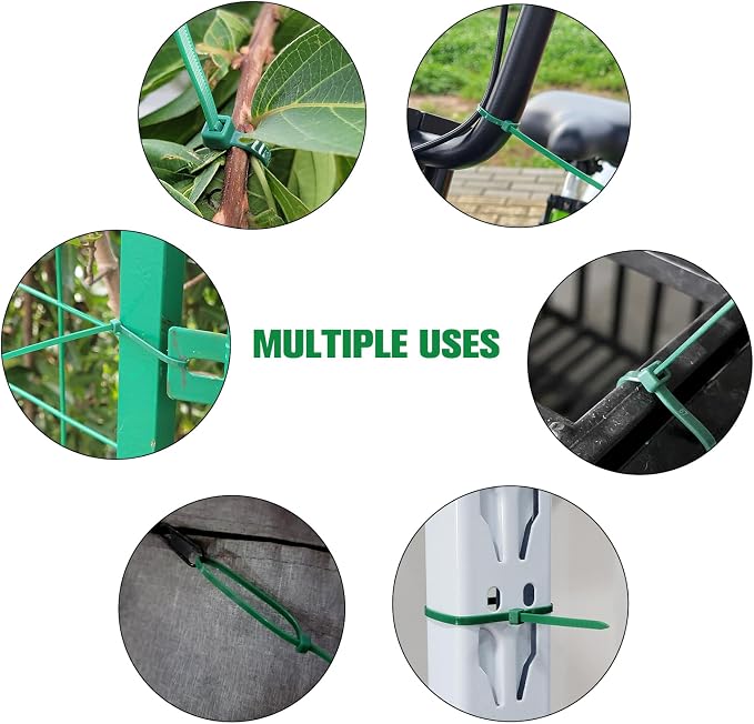 Zip Ties Assorted Sizes(4”+6”+8”+12”), 2000 Pack,Green Cable Ties,Multi-Purpose Self-Locking Nylon Cable Cord Management,Plastic Wire Ties for indoor and outdoor use.