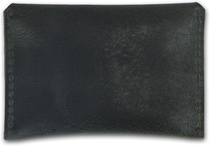 Distressed Leather Business Card Holder Slim Credit Card Wallet for Men and Women Vintage Brown Leather Compact Minimalist Card Organizer for Pocket or Purse Durable Card Case (Green)