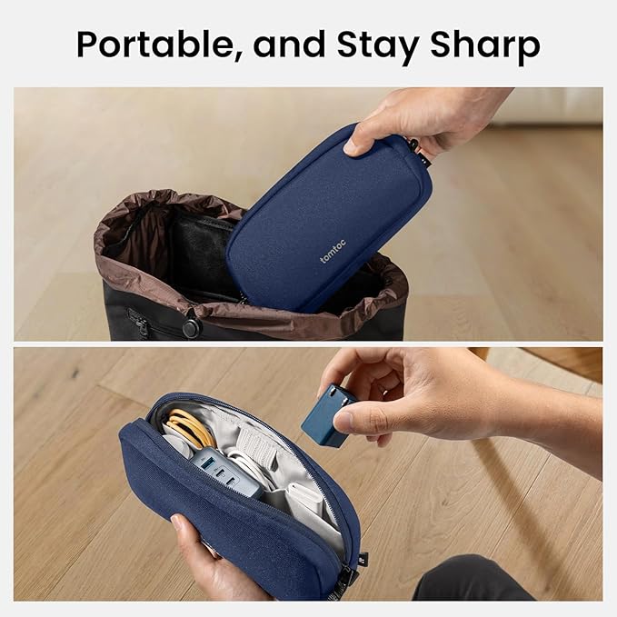 tomtoc Electronics Organizer Travel Case, Cable Organizer for Essentials | Water Resistant Tech Pouch Accessories Travel Bag Carry Storage for Cord, Phone, Cables, Airpods, USB Drive, Daily Items
