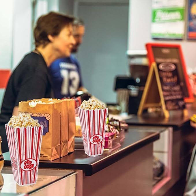 Tebery 21 Pack Plastic Open-Top Popcorn Boxes Reusable Popcorn Containers - 7.7" Tall x 4" Square