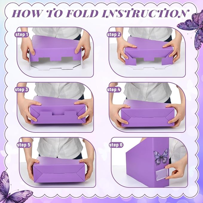 AmazingSpark Purple Butterfly Magazine File Holder Decorative Set of 4