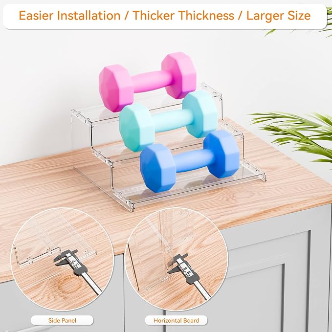 Yieach 3 Tier Spice Shelf Organizer for Cabinet,Pantry,Clear Acrylic Spice Rack Organizer and Tiered Spice Rack & Holder,Step Shelves for Vitamin,Medicine Bottle,Jar,Can,Condiment,Seasoning Shelf