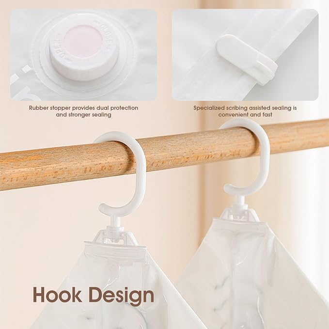 Hanging Vacuum Storage Bags, 5 Pack Hanging Vacuum Storage Bags for Coats Eco-Friendly Thick Plastic Space Saver 27.56x51.18 Inch, for Travel