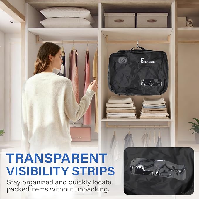 Travel Vacuum Bags with Pump,40L Built-in Air Pump Vacuum Bags for Travel,180°Open, Reusable Compression Bags for Carry On Suitcases and Backpack(2PC(Built-in Air Pump))