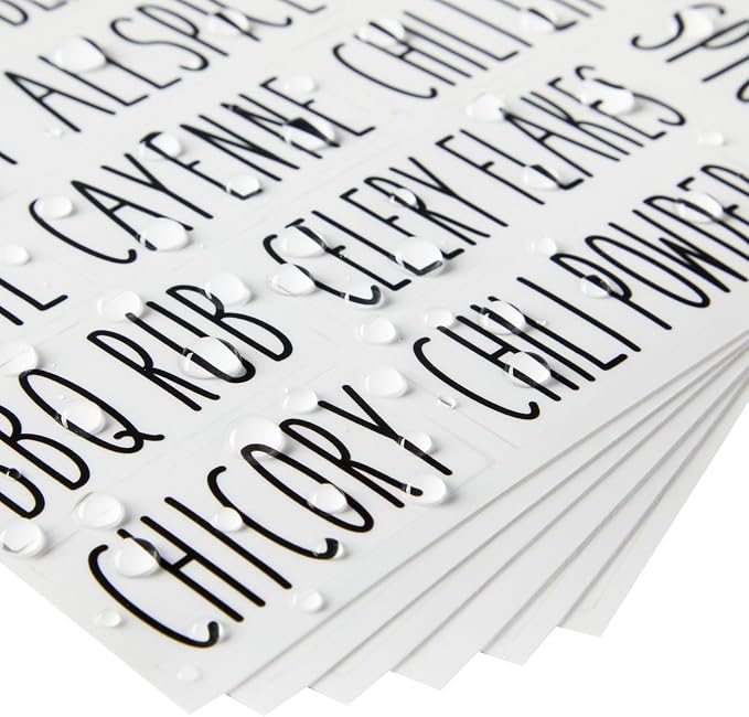 Talented Kitchen Spice Labels Stickers - Black Vinyl, 145-Pack, 1 Inch - Preprinted Waterproof Spice Jar Labels for Kitchen & Pantry Organization - Glass Jars, Herb & Seasoning Containers
