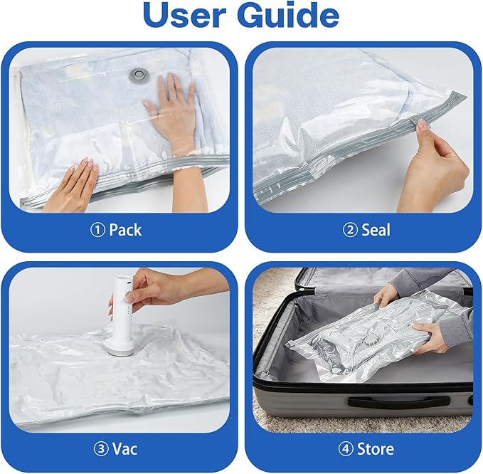 Vacuum Seal Bags For Clothing Travel With Wireless Electric Pump，15 Combo Space Saver Vacuum Storage Bags In 3 Combo Sizes，Compression Travel Packing For Luggage,Ideal For Air Planes, Apartments