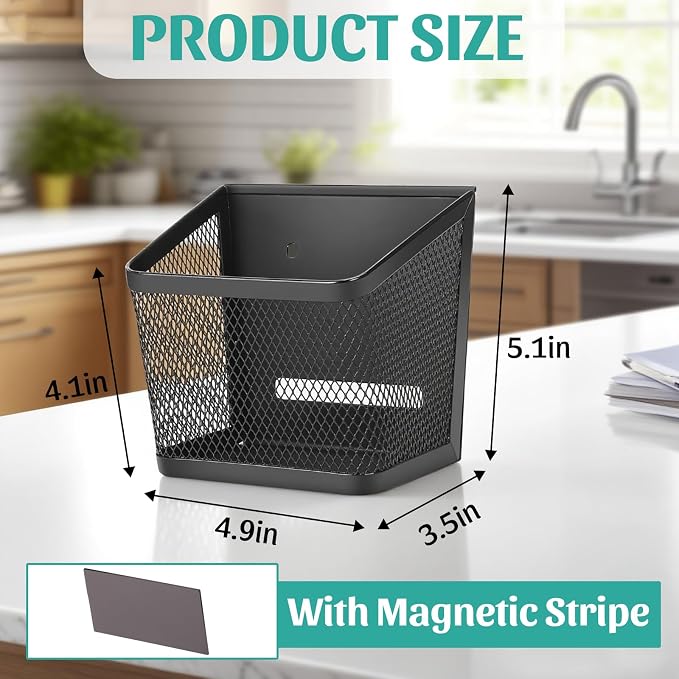 2 Pack Magnetic Spice Rack for Refrigerator and Oven Magnetic Fridge Basket Shelf Organizer for Kitchen Storage (Black)
