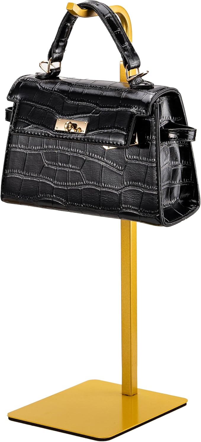 Purse Display Stand, Height-Adjustable Tabletop Handbag Holder, Multi-Use Display Rack and Banner Stand for Happy Birthday Banners, Lanterns and Wreaths, for Home, Retail and Party Use, Gold