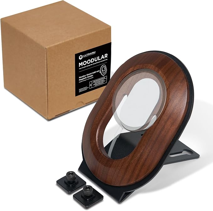 ULTRARM Moodular Phone Stand Add-On for MagSafe & Rails, Do Not Use Alone | Accessory Only, Charger Not Included, Ergonomic Viewing Angle, Flexible Positioning, Wood & Steel Design, Black, MSA-MS