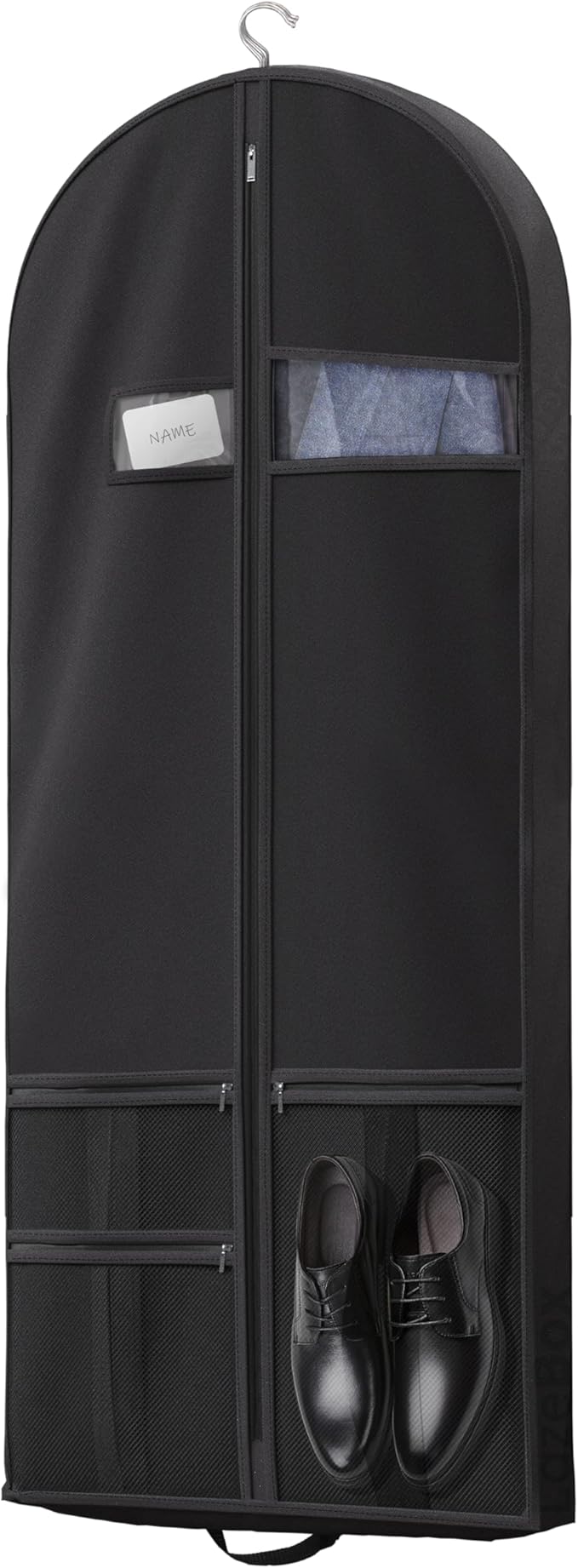 Lazebox 54" Travel Garment Bag with Accessories Zipper Pocket, Heavy Duty Suit Bag for Suits, Tuxedos, Dresses, Coats, Black, 1 pack