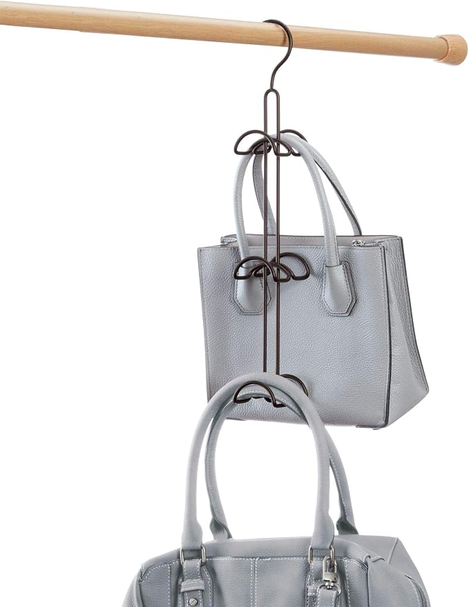 iDesign Metal Over The Rod Dual Hooks | Closet Accessory Organizer, For Ties, Belts, Scarves, Handbags, Jewelry