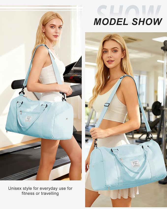Gym Bags Womens Mens with Shoes Compartment and Wet Pocket Travel Duffel Bag for Women for Plane Sport Gym Tote Bags Swimming YogaSmall Waterproof Weekend Overnight Bag Carry on Bag Hospital Holdalls