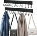 2 Pack Purse Organizer Wall Mount with 24 Rotating 180° Coat Rack, 14.6" Wooden Entryway Purse Holder, Wall Hooks for Hanging Belts, Ties, Keys, Scarf, Bras, Bag, Space Saving Hanger (Black)